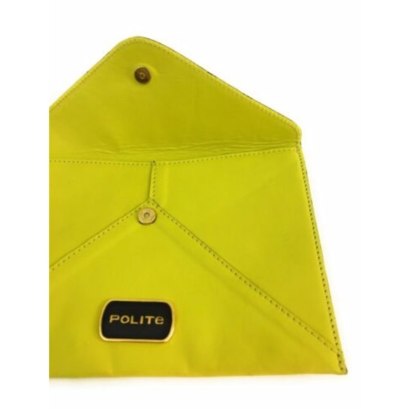 Polite Neon Lime Green Flat Envelope Pouch Clutch - Picture 3 of 6